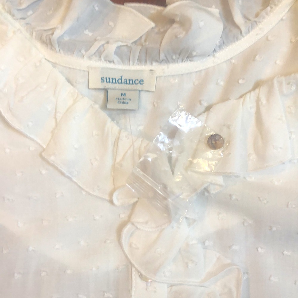 Sundance White Ruffled Button-Up Blouse - Picture 3 of 3